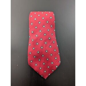 Vintage Neil Martin Men's Silk Neck Tie Red Geometric Diamond Pattern 62" USA